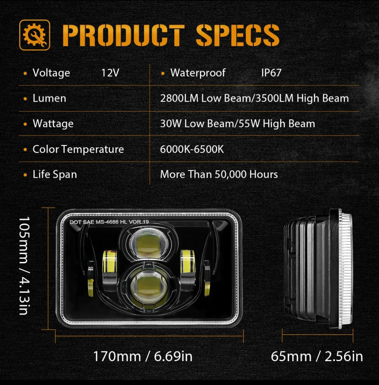 Auxbeam 4x6 Headlights